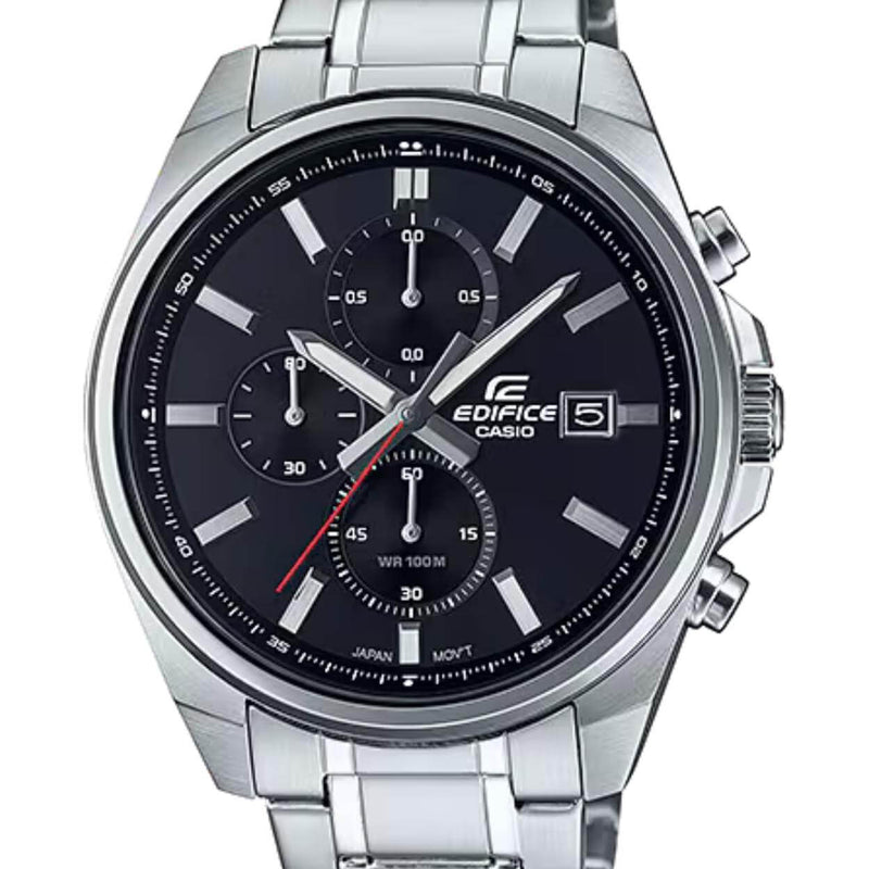 Casio Edifice Chronograph EFV-610D-1AVUEF analog herrklocka med svart urtavla och armband i rostfritt stål