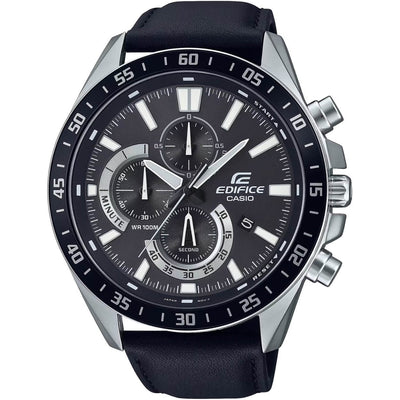 Casio Edifice Chronograph EFV-620L-1AVUEF analog herrklocka med svart urtavla och armband i silikon