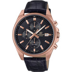 Casio Edifice Chronograph EFV-610ECL-1AUEF analog herrklocka med svart urtavla och armband i läder