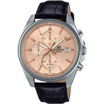 Casio Edifice Chronograph EFV-610EL-5AUEF analog herrklocka med roséguld urtavla och armband i läder