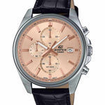 Casio Edifice Chronograph EFV-610EL-5AUEF analog herrklocka med roséguld urtavla och armband i läder