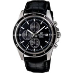 Casio Edifice Chronograph EFR-526L-1AVUEF analog herrklocka med svart urtavla och armband i läder