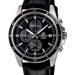 Casio Edifice Chronograph EFR-526L-1AVUEF analog herrklocka med svart urtavla och armband i läder