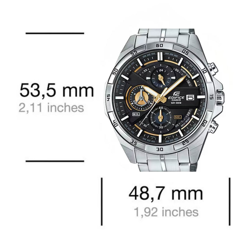 Casio Edifice Chronograph EFR-556D-1AVUEF analog herrklocka med grå urtavla och armband i rostfritt stål