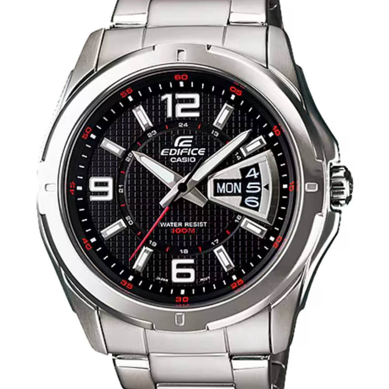 Casio Edifice EF-129D-1AVEF analog herrklocka med svart urtavla och armband i rostfritt stål