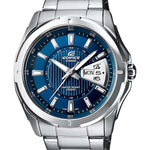 Casio Edifice EF-129D-2AVEF analog herrklocka med blå urtavla och armband i rostfritt stål