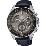Casio Edifice EFR-552L-5AVUEF analog herrklocka med brun urtavla och armband i läder