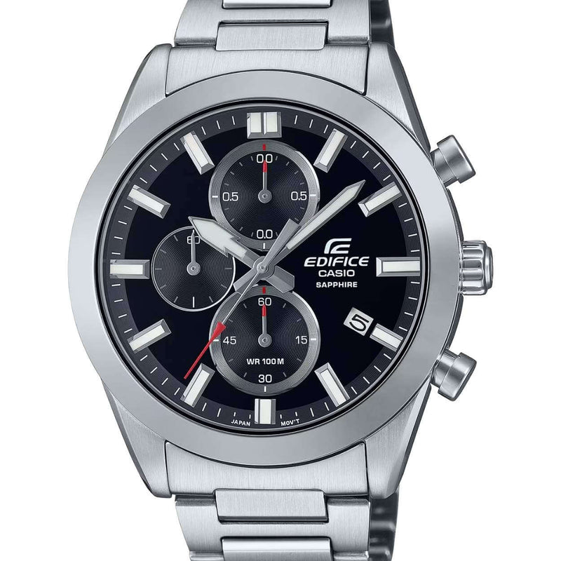 Casio Edifice Chronograph EFB-710D-1AVUEF analog herrklocka med svart urtavla och armband i rostfritt stål