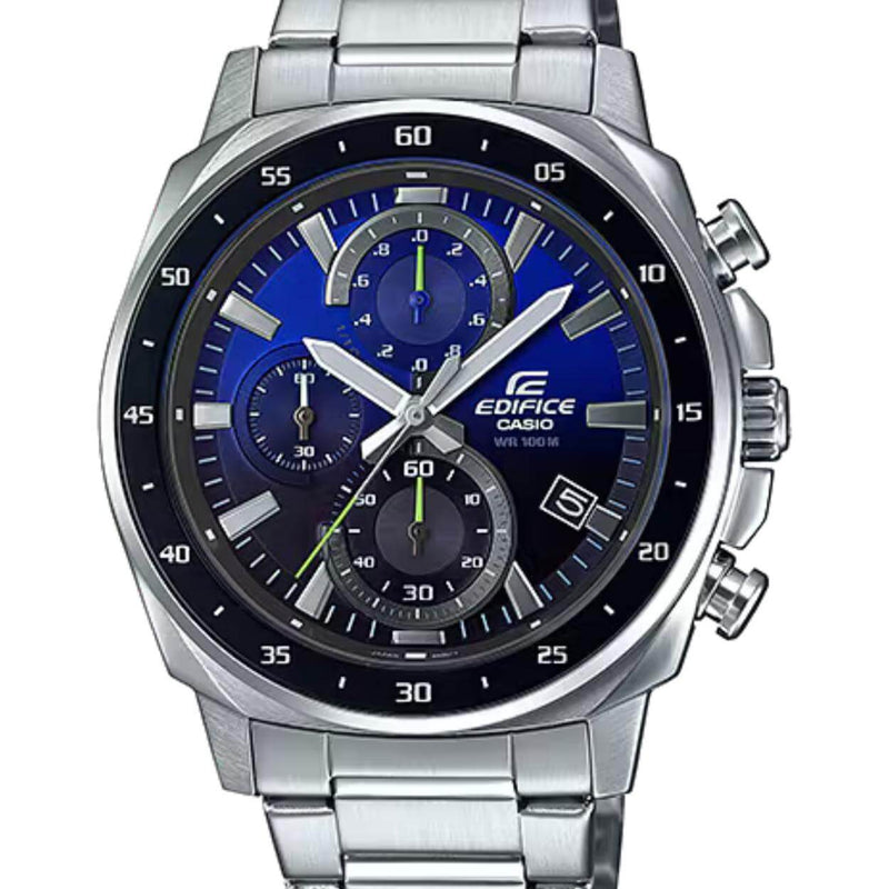 Casio Edifice EFV-600D-2AVUEF analog herrklocka med blå urtavla och armband i rostfritt stål