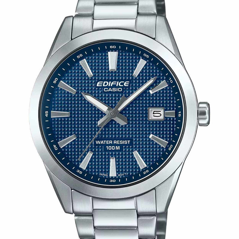 Casio Edifice EFV-160D-2AVEF analog herrklocka med blå urtavla och armband i rostfritt stål