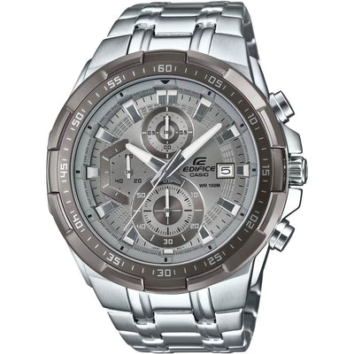 Casio Edifice Chronograph  EFR-539DE-8AVUEF analog herrklocka med grå urtavla och armband i rostfritt stål
