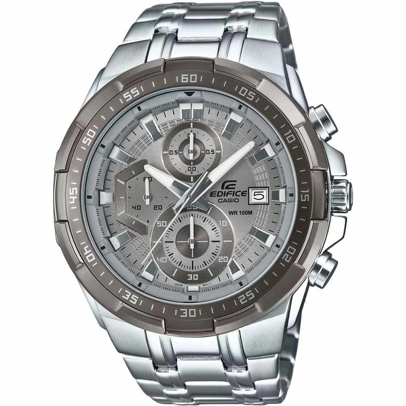 Casio Edifice Chronograph  EFR-539DE-8AVUEF analog herrklocka med grå urtavla och armband i rostfritt stål