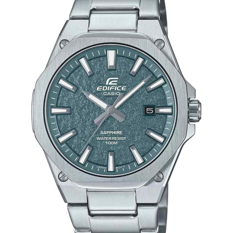 Casio Edifice EFR-S108DE-3AVUEF analog herrklocka med mörk grön urtavla och armband i rostfritt stål