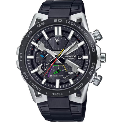 Casio Edifice EQB-2000DC-1AER analog herrklocka med svart urtavla och armband i rostfritt stål