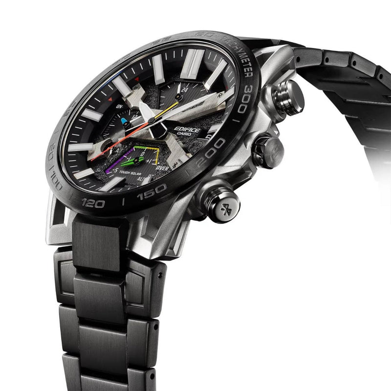 Casio Edifice EQB-2000DC-1AER analog herrklocka med svart urtavla och armband i rostfritt stål