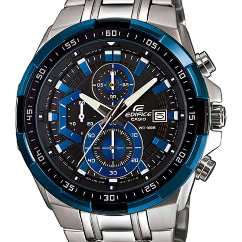 Casio Edifice Chronograph EFR-539D-1A2VUEF analog herrklocka med flerfärgad urtavla och armband i rostfritt stål