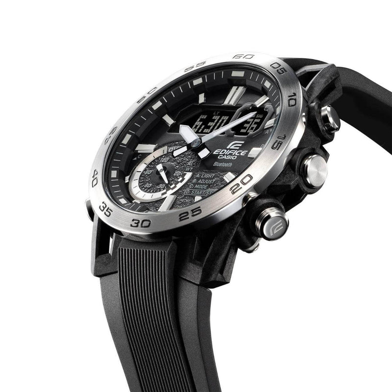 Casio Edifice ECB-40P-1AEF ana-digi herrklocka med svart urtavla och armband i resin