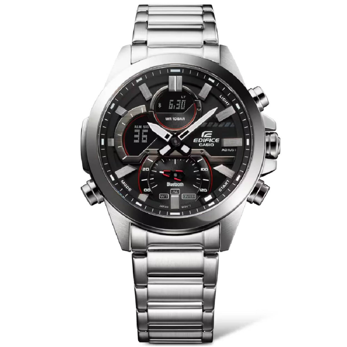 Casio Edifice Chronograph ECB-30D-1AEF ana-digi herrklocka med grå urtavla och armband i rostfritt stål