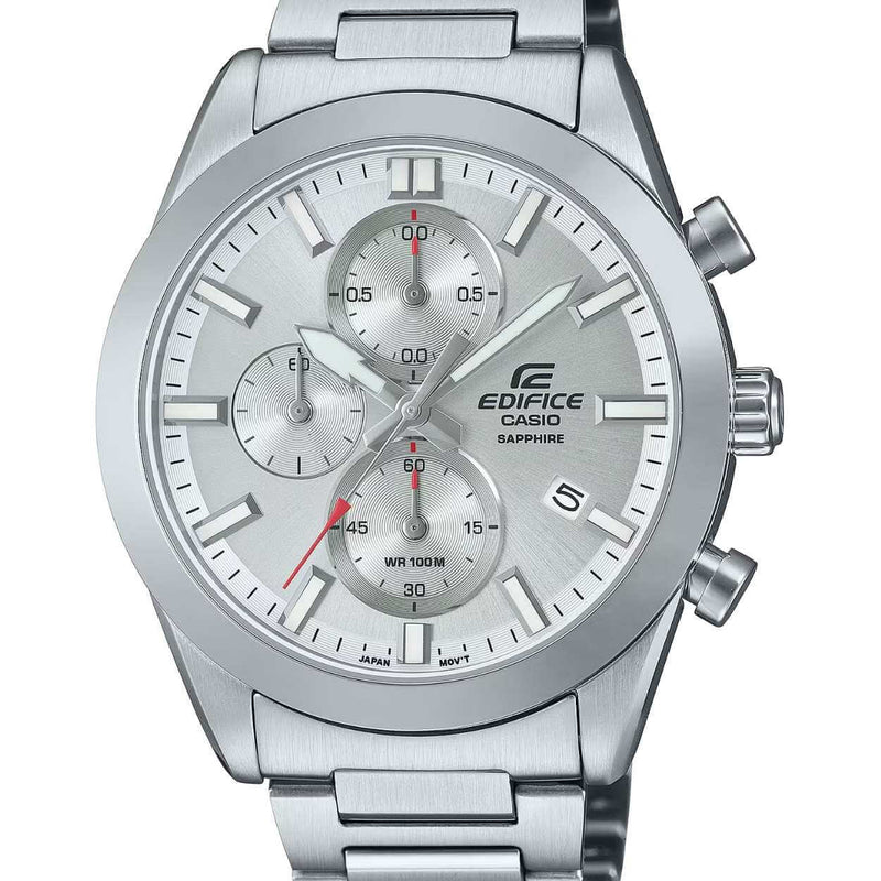 Casio Edifice Chronograph EFB-710D-7AVUEF analog unisexklocka med silver urtavla och armband i rostfritt stål
