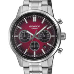 Casio Edifice Chronograph EFR-575D-4AEF analog herrklocka med rött urtavla och armband i rostfritt stål