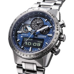 Citizen Promaster Sky JV2000-51L analog herrklocka med blå urtavla och armband i rostfritt stål