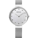 Bering Classic 12034-000 analog damklocka med silver urtavla och armband i mesh