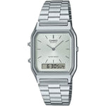 Casio Vintage AQ-230A-7AMQYES analog unisexklocka med silver urtavla och armband i rostfritt stål
