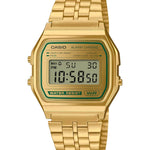 Casio Vintage A158WEGV-9AEF digital unisexklocka med guld urtavla och armband i rostfritt stål