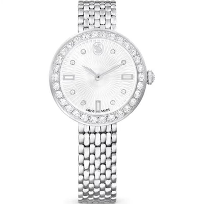 Swarovski Matrix Tennis 7-Link 5673022 analog damklocka med silver urtavla och armband i rostfritt stål