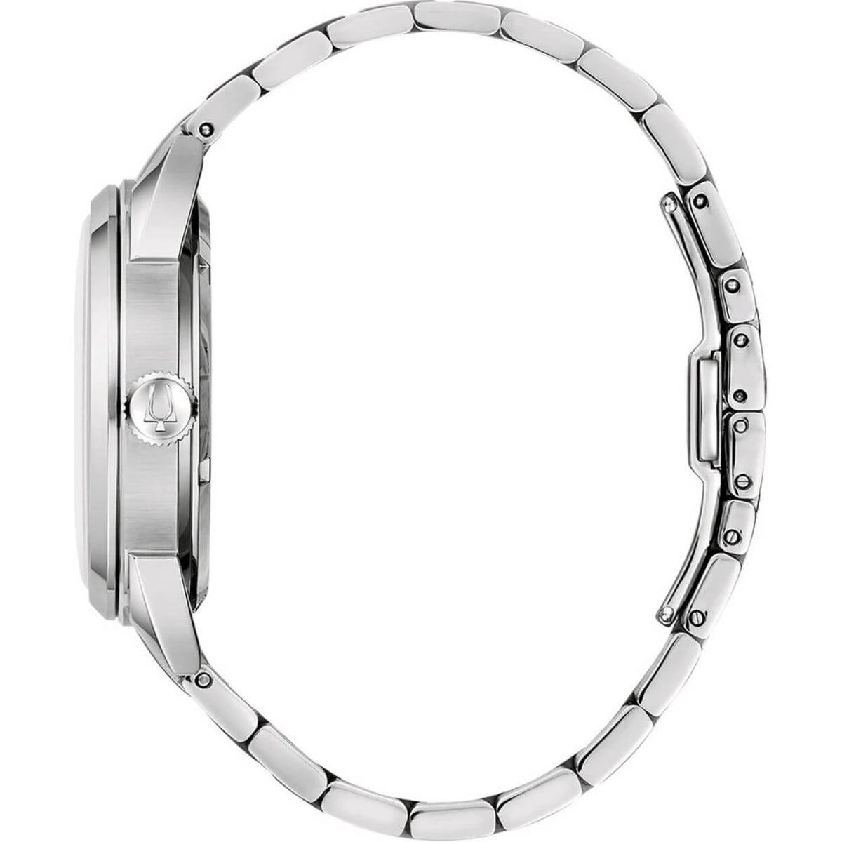 Bulova Sutton 96B491 analog herrklocka med vit urtavla och armband i rostfritt stål