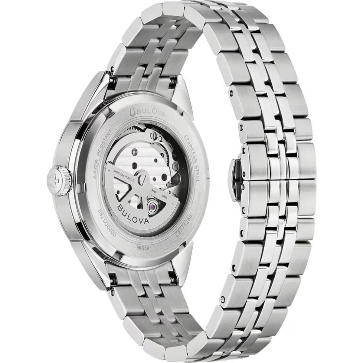 Bulova Sutton 96B491 analog herrklocka med vit urtavla och armband i rostfritt stål