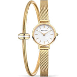 Bering Lovely Set 11022-334-Lovely-1-GWP190 analog damklocka med vit urtavla och armband i mesh