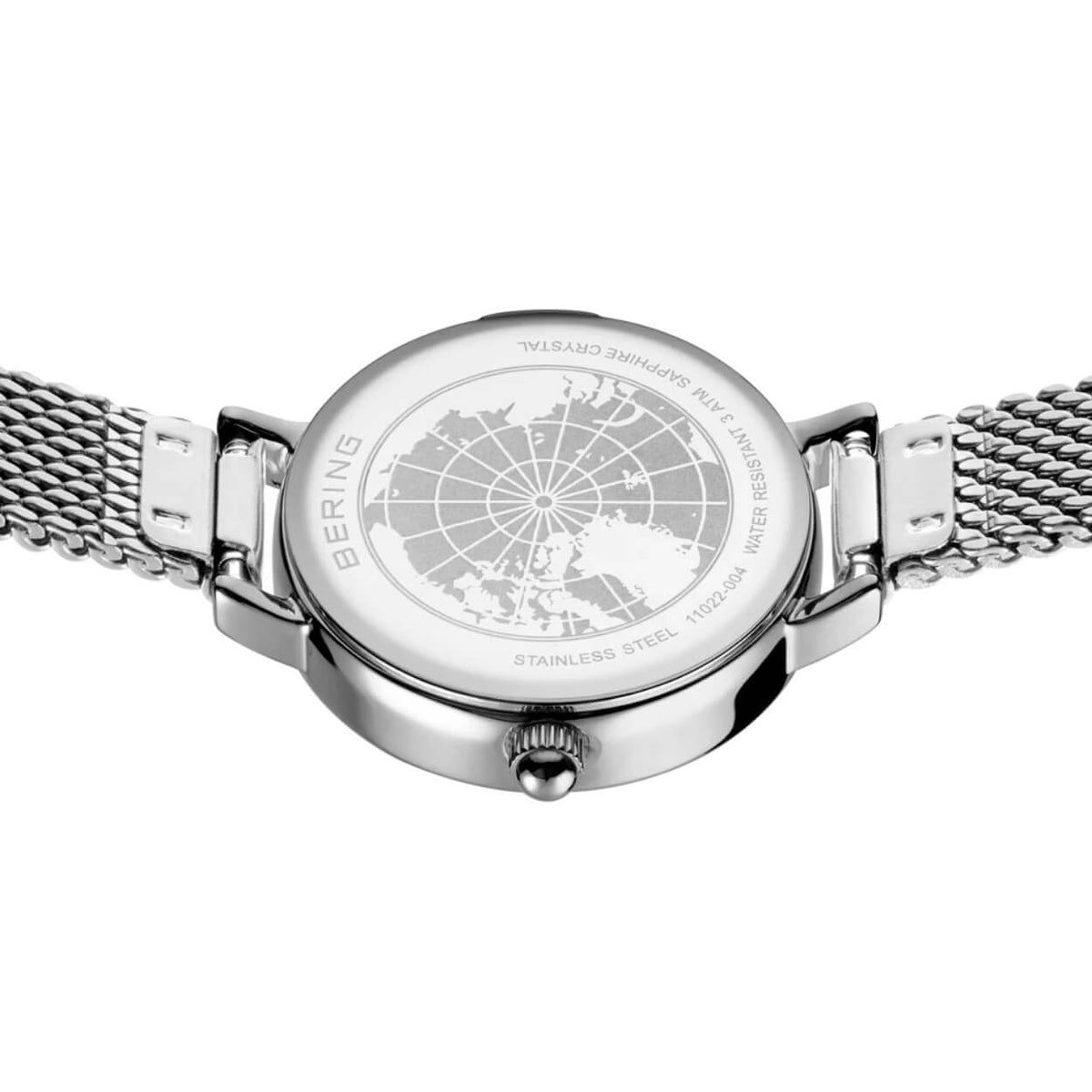 Bering Classic 11022-004 analog damklocka med vit urtavla och armband i mesh
