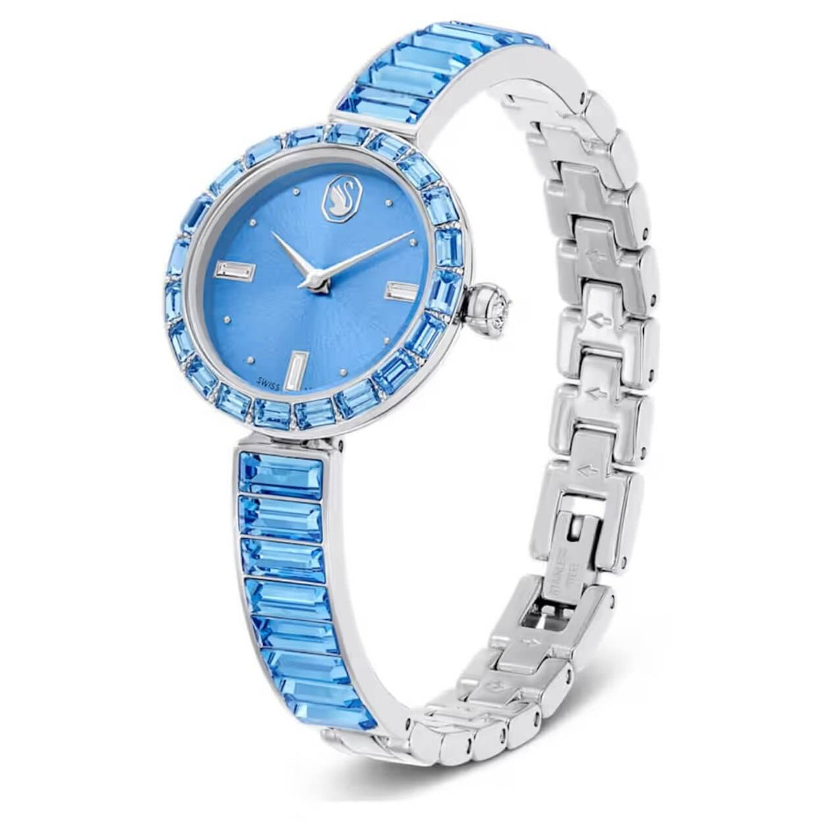 Swarovski Matrix Bangle 5730172 analog damklocka med blå urtavla och armband i rostfritt stål
