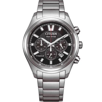 Citizen Super Titanium Eco-Drive CA4750-51E analog herrklocka med svart urtavla och armband i titan