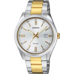 Casio Timeless MTP-1302PSG-7AVEF analog herrklocka med vit urtavla och armband i rostfritt stål