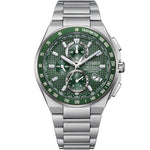 Citizen Promaster Sky AT8398-53X analog herrklocka med grön urtavla och armband i titan