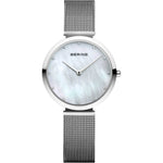 Bering Classic 18132-004 analog damklocka med vit urtavla och armband i mesh