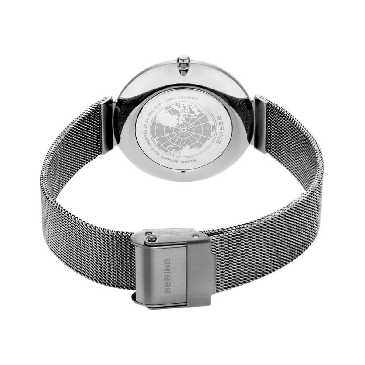 Bering Classic 18132-004 analog damklocka med vit urtavla och armband i mesh
