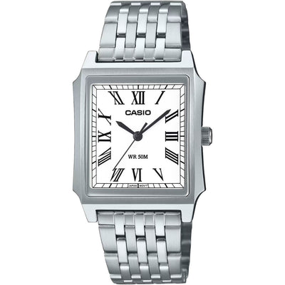 Casio Timeless LTP-B190D-7BVER analog damklocka med vit urtavla och armband i rostfritt stål