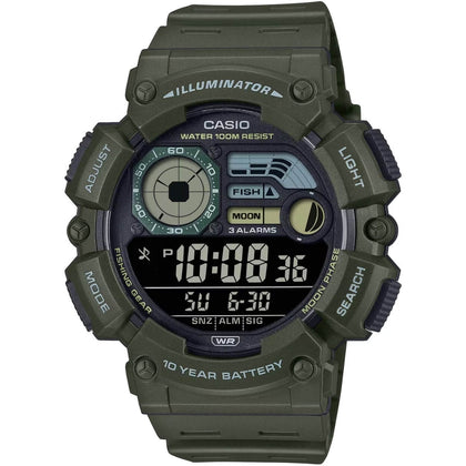 Casio Timeless WS-1500H-3BVEF digital herrklocka med svart urtavla och armband i resin