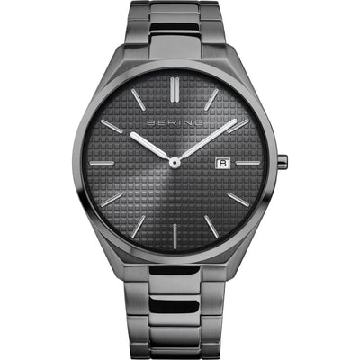 Bering Ultra Slim 17240-777 analog herrklocka med grå urtavla och armband i rostfritt stål