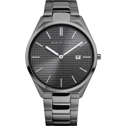 Bering Ultra Slim 17240-777 analog herrklocka med grå urtavla och armband i rostfritt stål