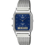 Casio Vintage AQ-230EM-2AEF analog unisexklocka med blå urtavla och armband i rostfritt stål