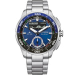 Citizen Promaster Wave Tracker JV3006-50L analog herrklocka med blå urtavla och armband i rostfritt stål