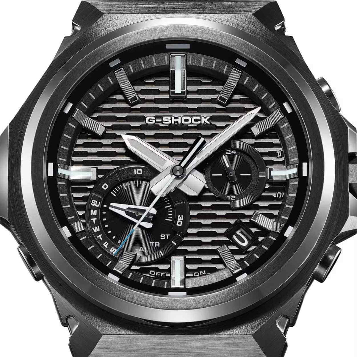 Casio G-Shock G-Steel GST-B1000BD-1AER analog herrklocka med svart urtavla och armband i rostfritt stål