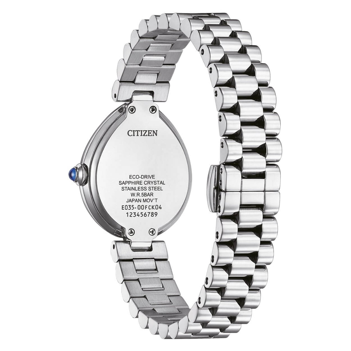 Citizen L Rainell EM1201-52L analog damklocka med blå urtavla och armband i rostfritt stål