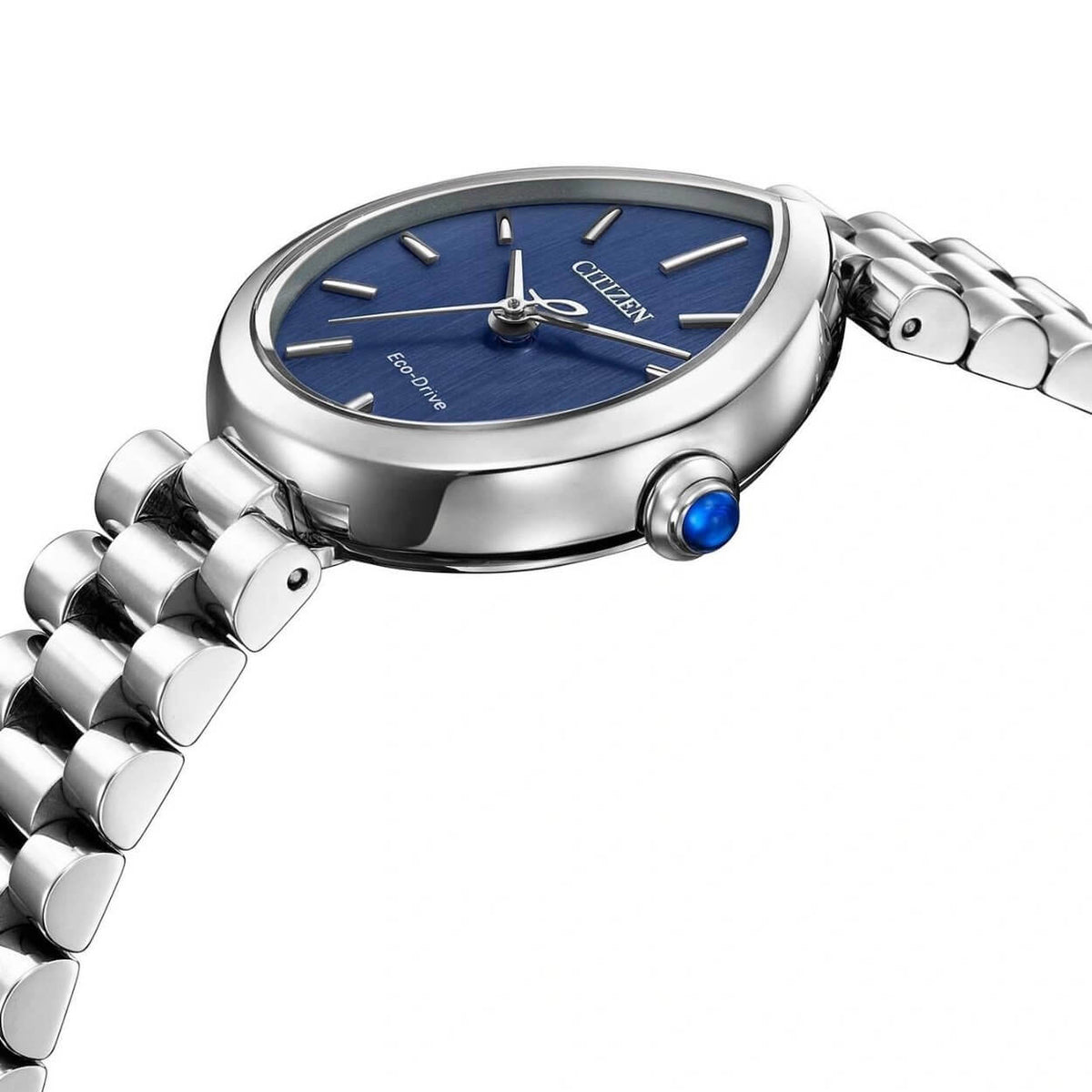 Citizen L Rainell EM1201-52L analog damklocka med blå urtavla och armband i rostfritt stål
