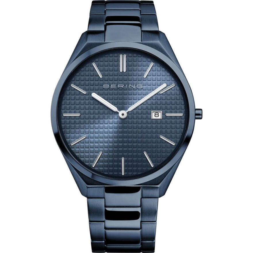 Bering Ultra Slim 17240-797 analog herrklocka med blå urtavla och armband i rostfritt stål
