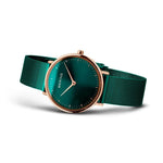 Bering Ultra Slim 15729-868 analog damklocka med grön urtavla och armband i mesh